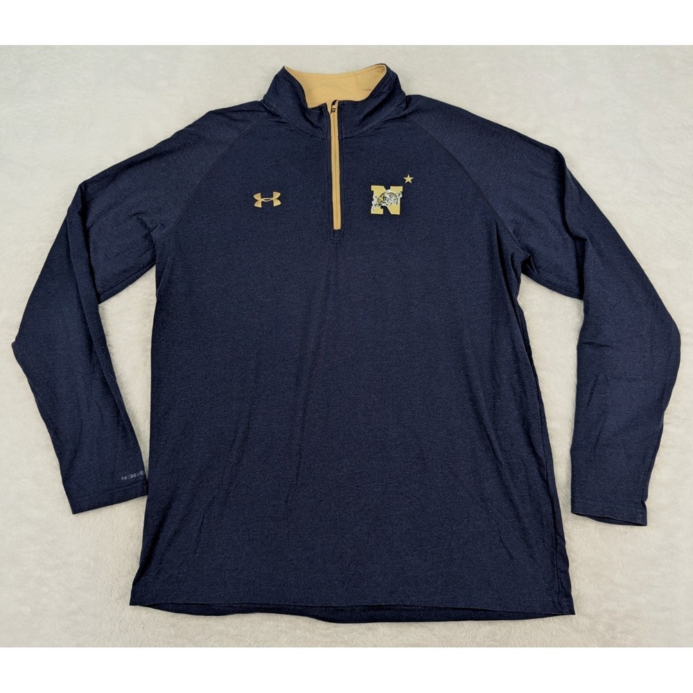 Under Armour Navy Midshipmen 1/4 Zip Pullover Men's XL Blue Gold Sideline NCAA